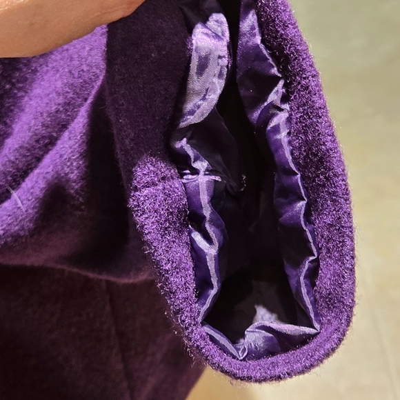 Vintage GEORGE purple ladies cropped wool blend medium coat, 3/4 sleeves - Picture 9 of 15
